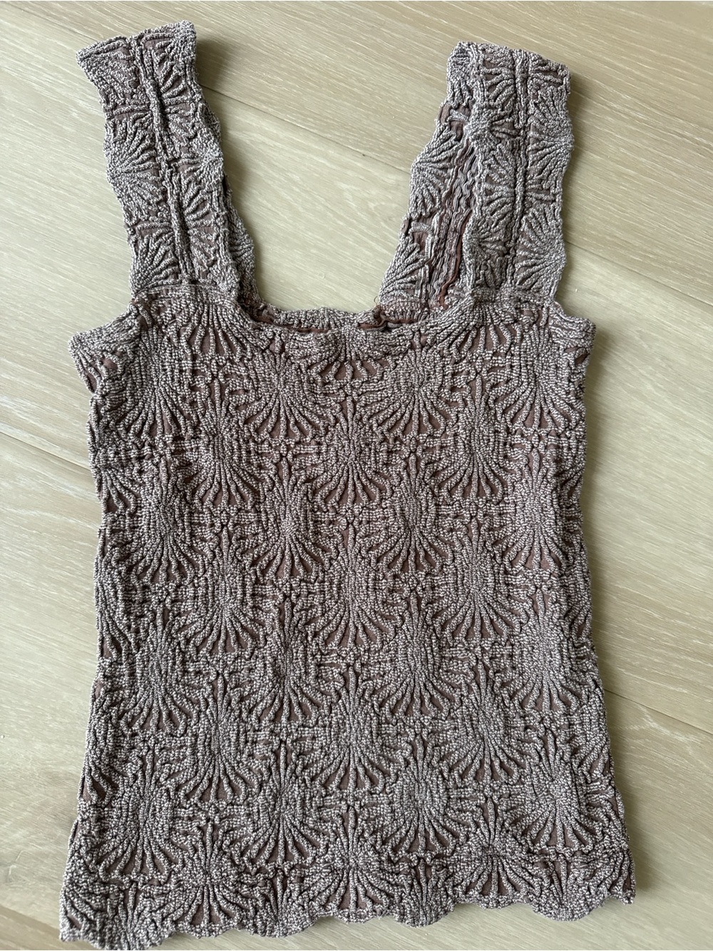 Women’s FP Textured Crochet Tank Top - Taupe
